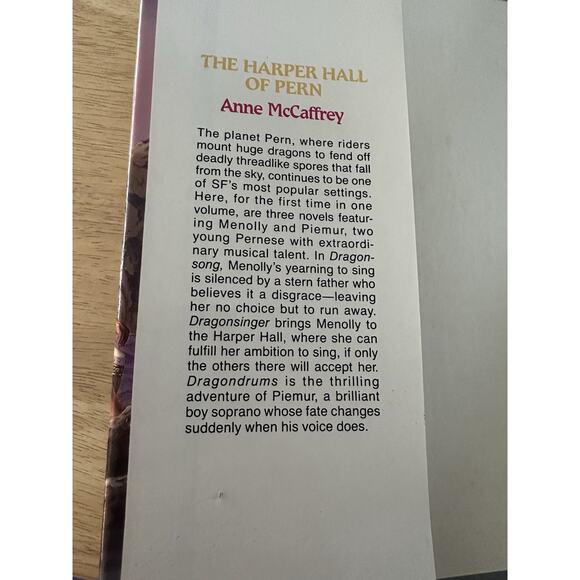 Anne McCaffrey, 2 BKS The Harper Hall of Pern&The Masterharper of Pern HC/BC/DJ - Picture 7 of 15